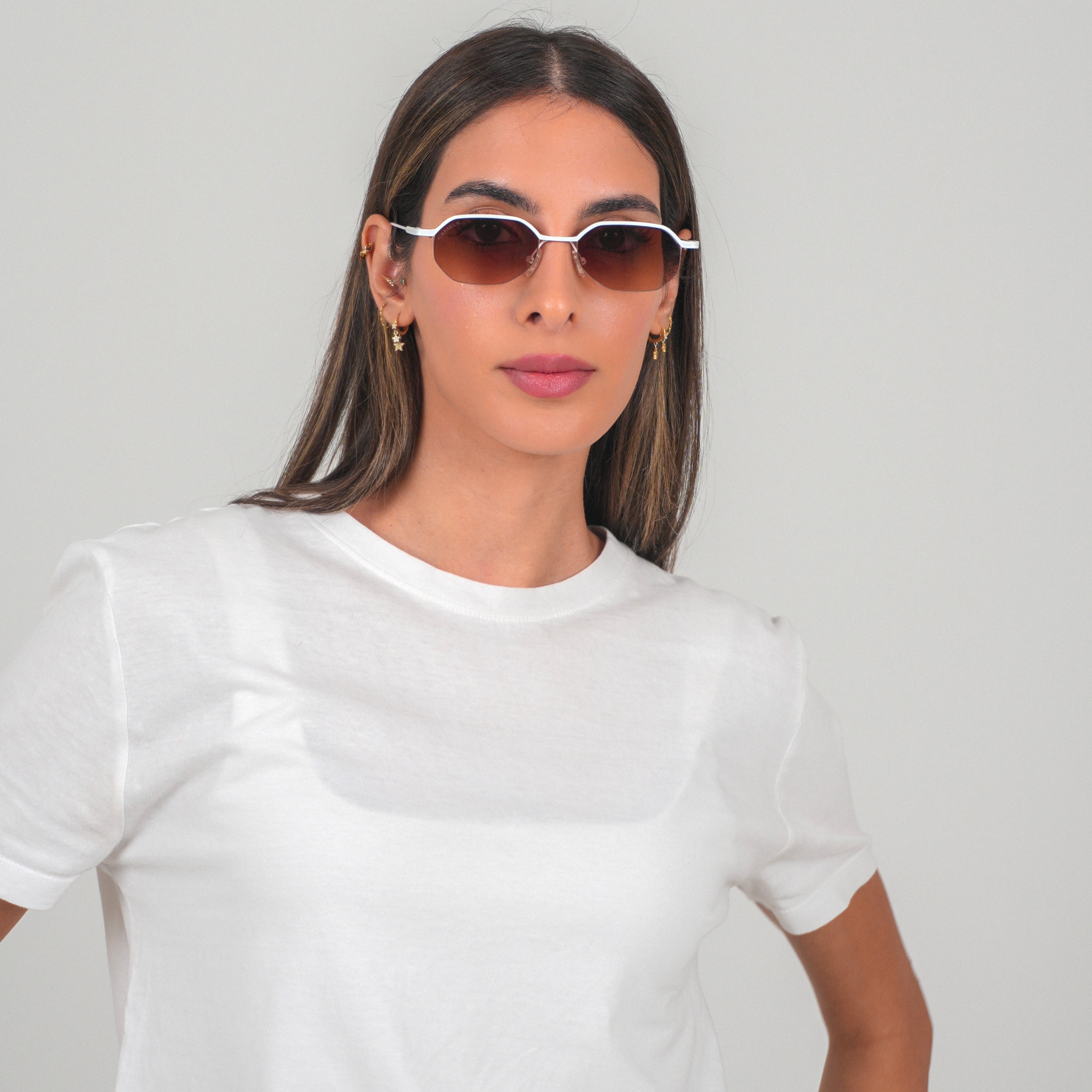 white frame sunglasses